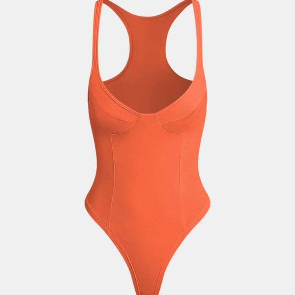 Micas Basic Solid Deep-V Neck Bustier Bodysuit CC11-23-1XL